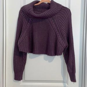 Crop top knitted purple sweater